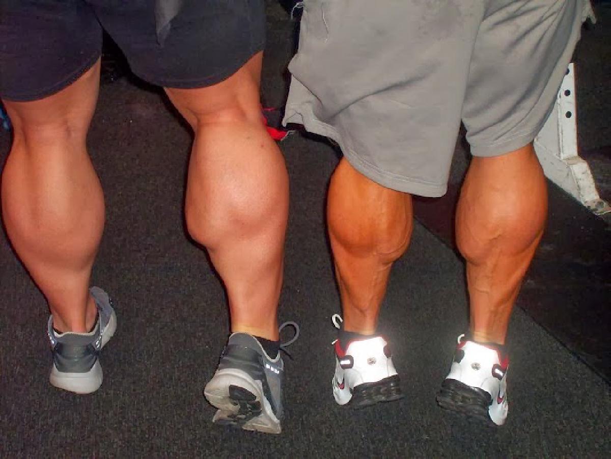 Muscular calves trampling inch